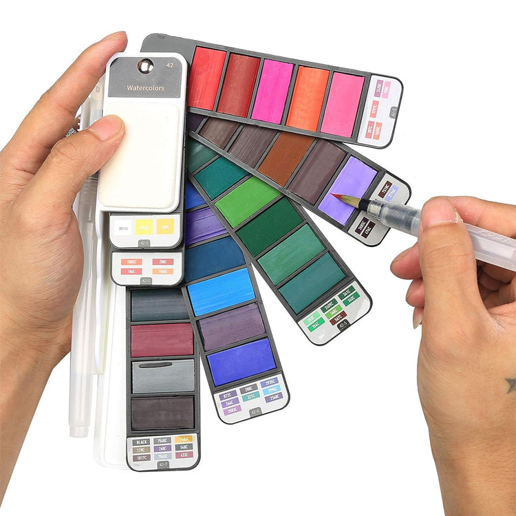 Wholesale 25 Colors Artist Mini Portable Solid Watercolor Pigment Paint Set Box Pocket with 1 Brush Pen